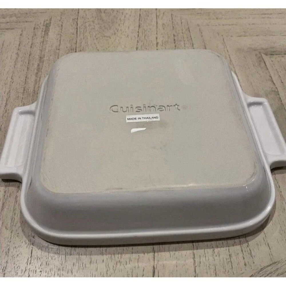 Cuisinart Square Baking Casserole Dish White With GrayTrim, Handles